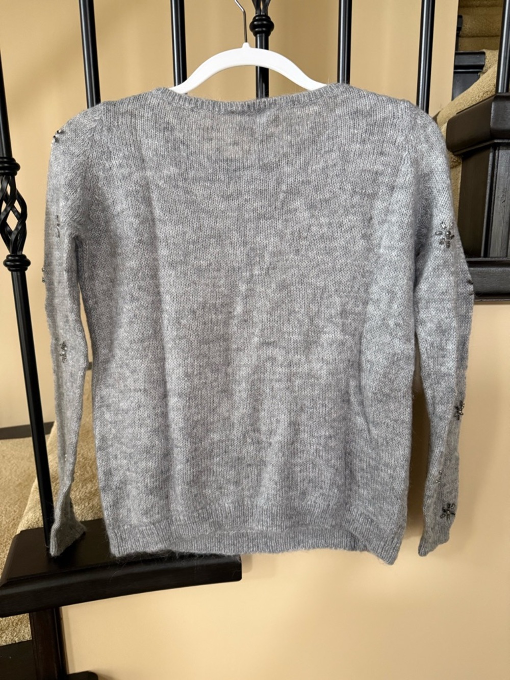 Sézane grey wool sweater embellished with small sparkling bead details - Picture 5 of 5